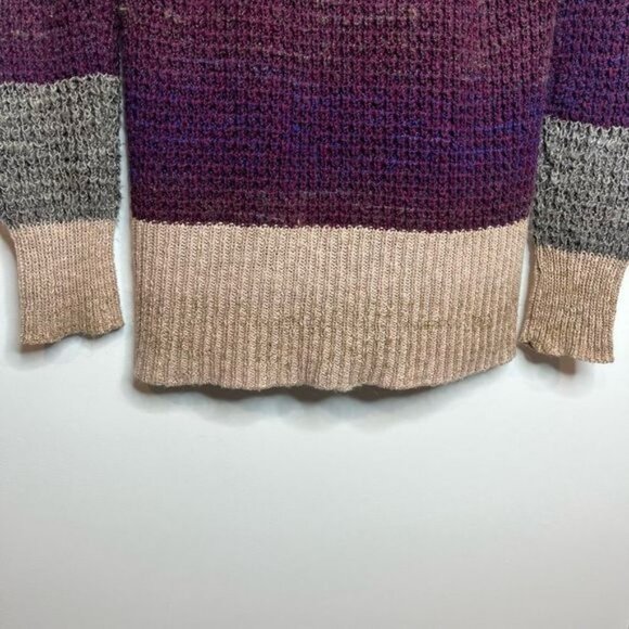 Free People Women’s Medium Deep V Colorblock Cardigan Mohair Blend Chunky Knit - Picture 8 of 12